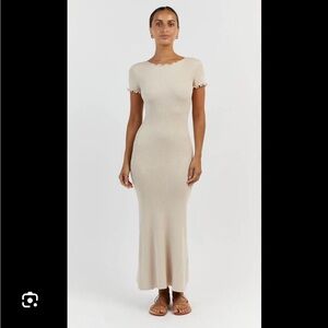DISSH MILO STONE CAP SLEEVE MIDI DRESS